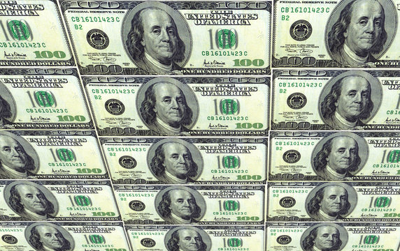 wall of $100 dollar bills