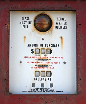 antique gas pump close up