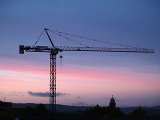 crane and sunset