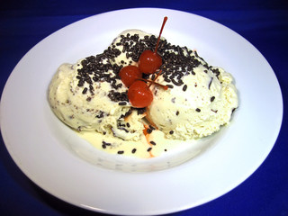 ice cream with jimmies and cherries