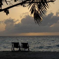 maldivian island at sunset