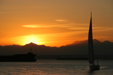 sailboat in the sunset