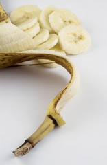 banana skin with slices of fruit