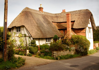 thatched cottage - obrazy, fototapety, plakaty