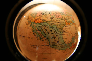 globe focued on north america and mexico