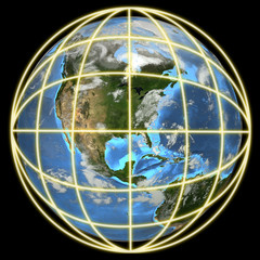earth in a global grid-focus on americas