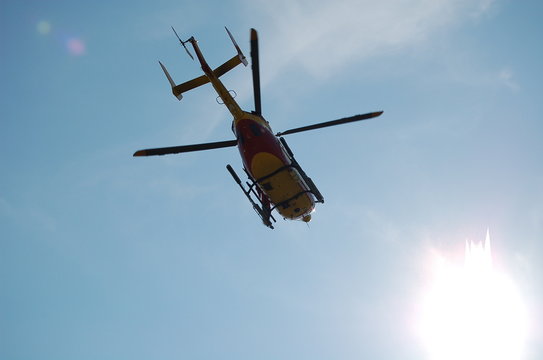 helicoptere au decollage dans le soleil securite i