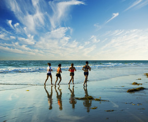 jogging along the surf