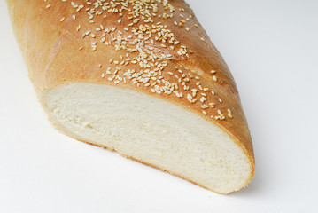 close up of french bread with cut end