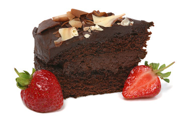 chocolate cake and strawberry