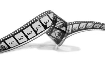 curled movie film strip (black and white)