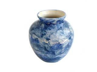 blue vase over white background