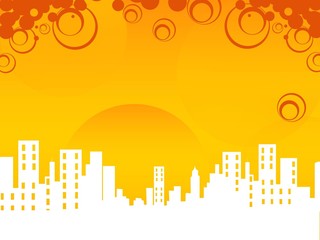 sunrise, illustration, strips, buildings, scene