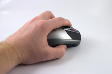 hand with wireless mouse