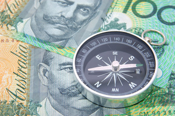 compass on australia dollar bill