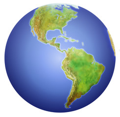 earth showing north, central, and south america.
