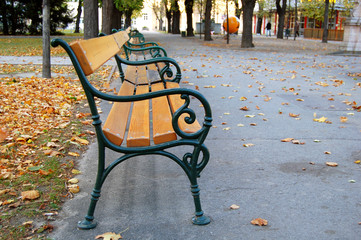 wien - parkb&auml;nke im herbst