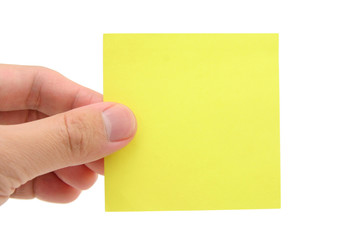 hand holding blank notepaper