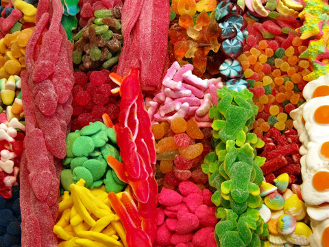 colorful sweets in a snack stall