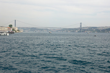 turkish view with bosporus bridge. istanbul, turkey