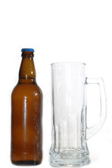 beer bottle and mug