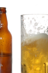 beer bottle and mug