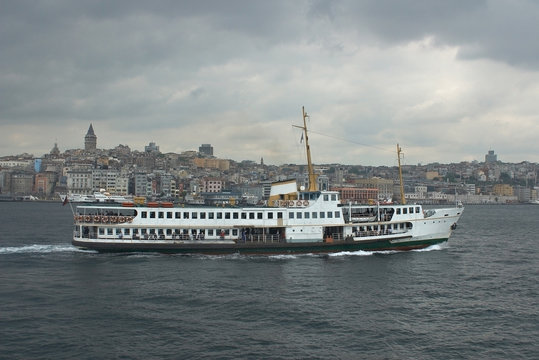 ship in bosporus. instanbul, turkey.