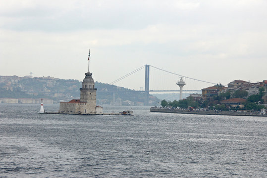 turkish view with bosporus bridge and tower of leandra ("maidenl