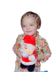 little girl with santa toy