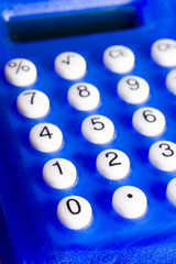 blue calculator with white numbers