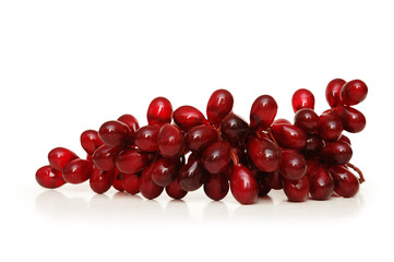 cluster of dark grapes isolated on white