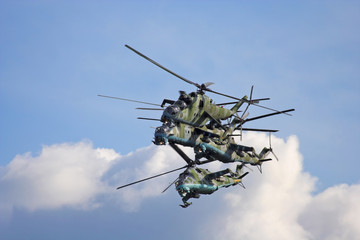 Mil Mi24 Gunships Breaking Formation