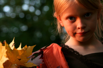 autumnal portrait at sunset