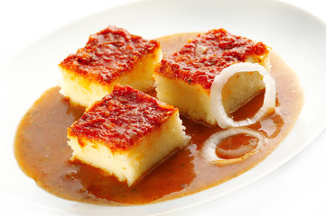 grilled white polenta with tomato sauce
