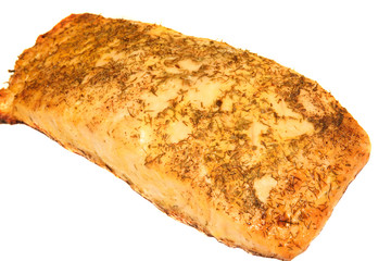 salmon filet on white background