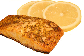 fresh samon filet with dill and lemons