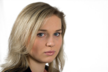 Naklejka premium close-up of a beautiful face on a white background