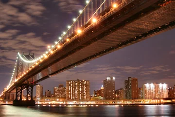 Fototapeten Manhattan-Brücke bei Nacht © Joshua Haviv