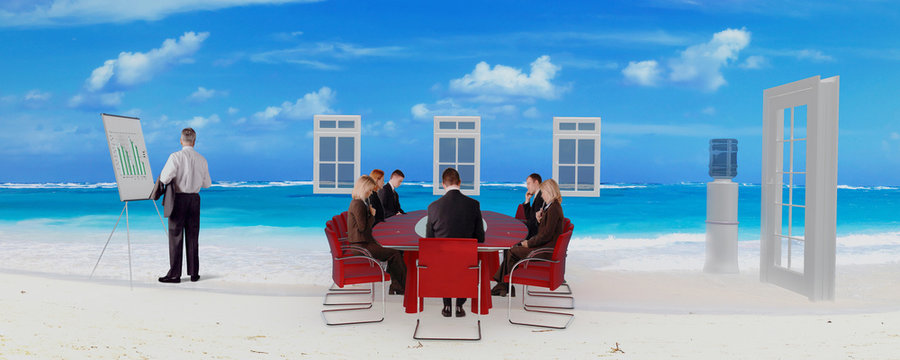 meeting job on beach people