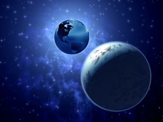 space. moon and earth