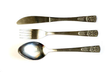silverware set of knife, spoon and fork