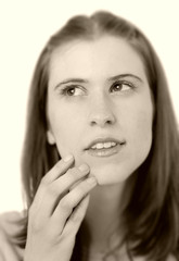 stock photo of thinking girl