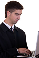 young businessman typing