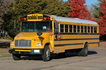 Fototapeta na wymiar Autobus szkolny w neiborhood