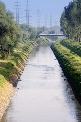 wastewater canal with the sewage of millions of people