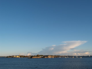 sunset at suomenlinna island near helsinki