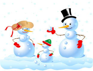 happy snowman family