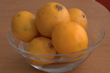 oranges in a crystal bowl