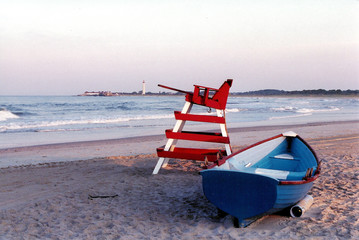 lifeguard chair and lighthouse
