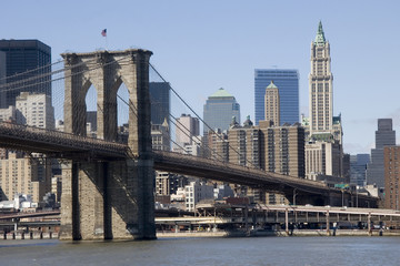 Fototapeta na wymiar Most i kult brooklin wieżowiec w Nowym Jorku